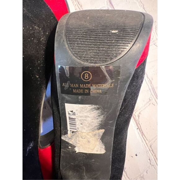 Liliana Size 8 Faux Suede Pump Platform Heels Black Red Sexy Cocktail Pinup Glam - Picture 9 of 9